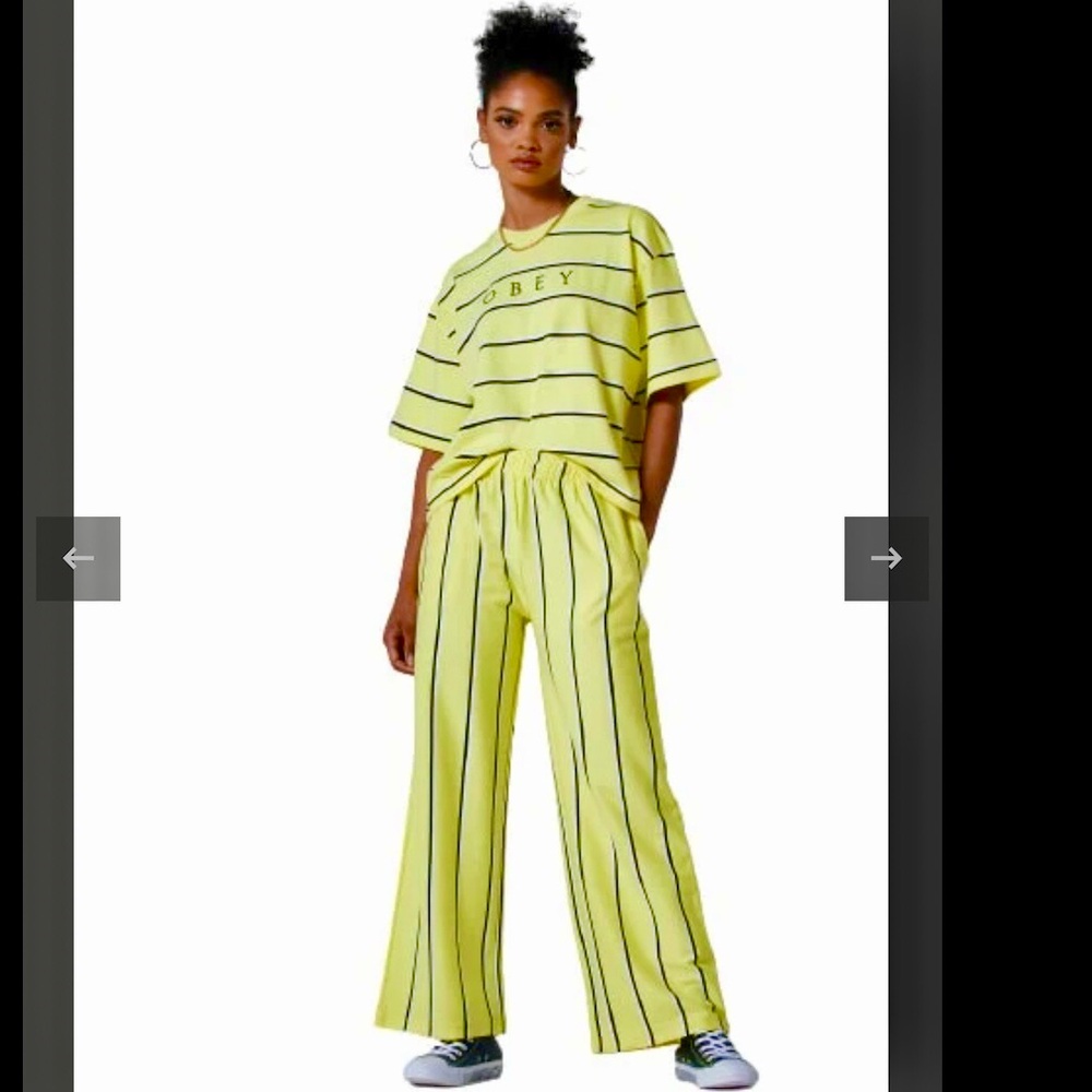 Obey Ronny wide leg pants yellow small NWT